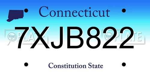 7XJB822 Connecticut License Plate