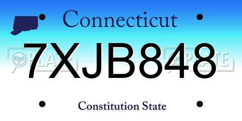 7XJB848 Connecticut License Plate