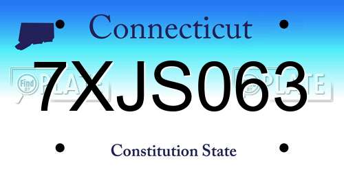 7XJS063 Connecticut License Plate