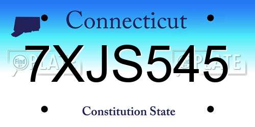 7XJS545 Connecticut License Plate