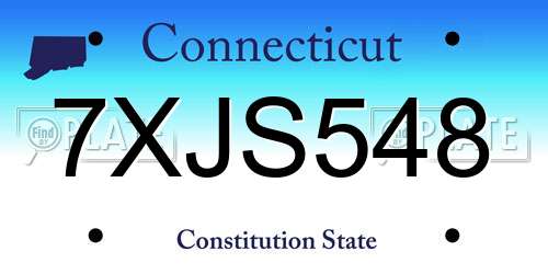 7XJS548 Connecticut License Plate