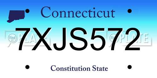 7XJS572 Connecticut License Plate