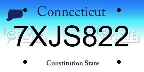 7XJS822 Connecticut License Plate