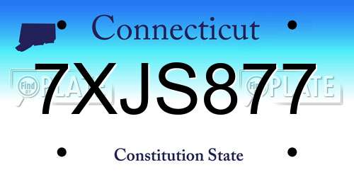 7XJS877 Connecticut License Plate