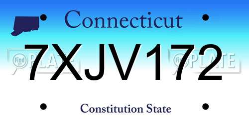 7XJV172 Connecticut License Plate