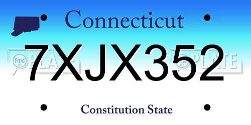 7XJX352 Connecticut License Plate