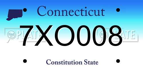 7XO008 Connecticut License Plate