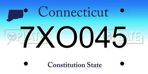 7XO045 Connecticut License Plate