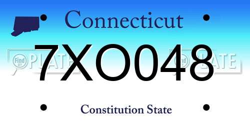 7XO048 Connecticut License Plate