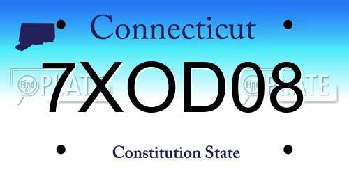 7XOD08 Connecticut License Plate