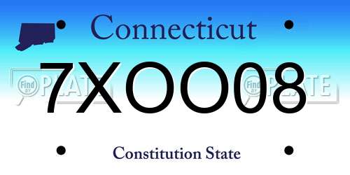 7XOO08 Connecticut License Plate