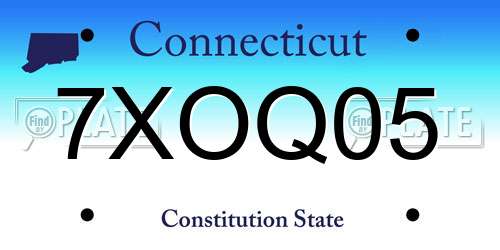 7XOQ05 Connecticut License Plate