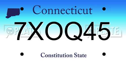 7XOQ45 Connecticut License Plate