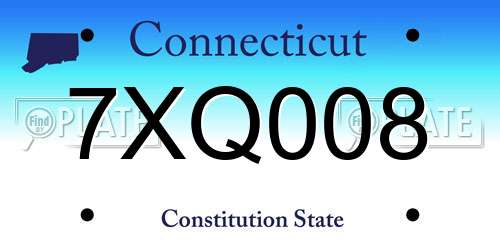 7XQ008 Connecticut License Plate