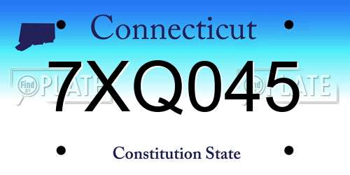 7XQ045 Connecticut License Plate