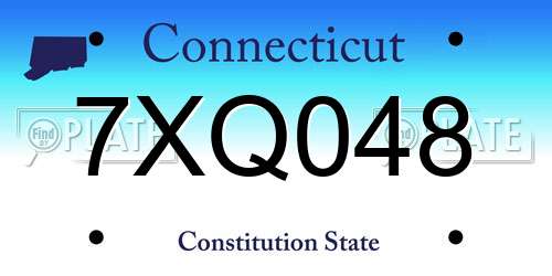 7XQ048 Connecticut License Plate