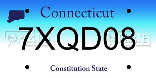 7XQD08 Connecticut License Plate