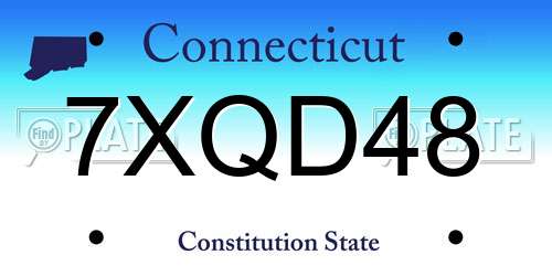 7XQD48 Connecticut License Plate