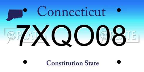 7XQO08 Connecticut License Plate