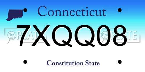 7XQQ08 Connecticut License Plate