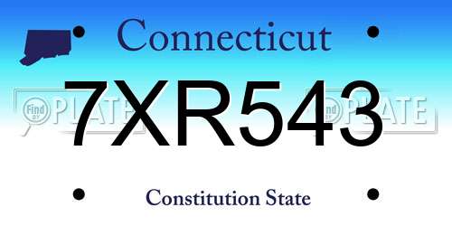 7XR543 Connecticut License Plate