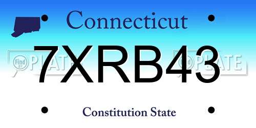 7XRB43 Connecticut License Plate