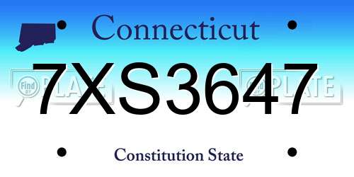 7XS3647 Connecticut License Plate