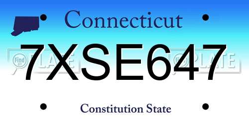 7XSE647 Connecticut License Plate