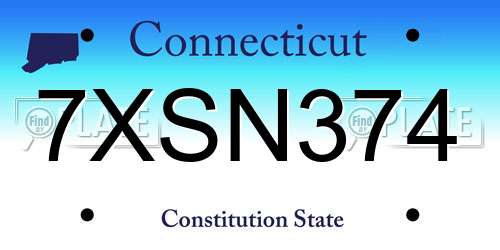 7XSN374 Connecticut License Plate