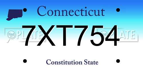 7XT754 Connecticut License Plate
