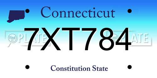 7XT784 Connecticut License Plate