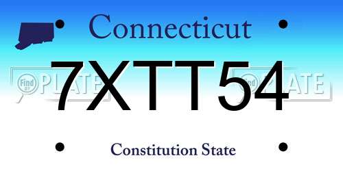 7XTT54 Connecticut License Plate