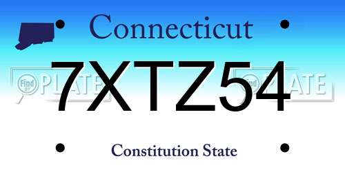 7XTZ54 Connecticut License Plate