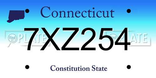 7XZ254 Connecticut License Plate