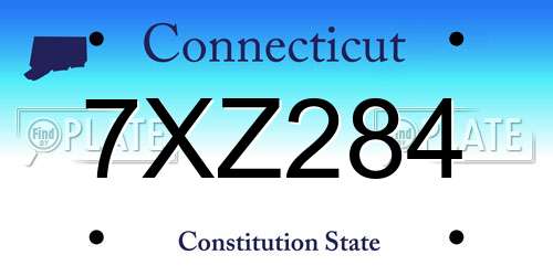7XZ284 Connecticut License Plate