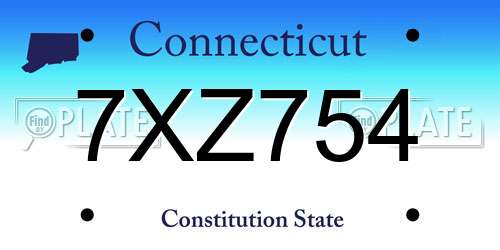 7XZ754 Connecticut License Plate