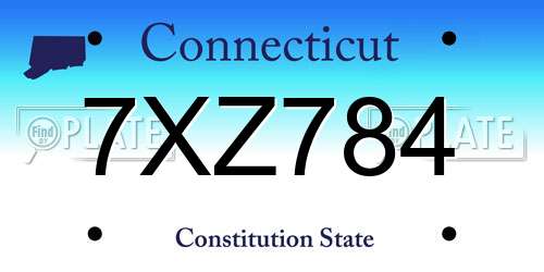 7XZ784 Connecticut License Plate