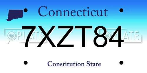 7XZT84 Connecticut License Plate