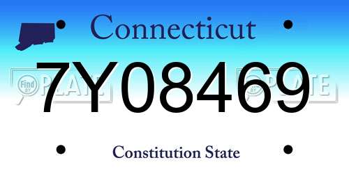 7Y08469 Connecticut License Plate
