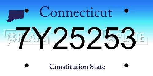 7Y25253 Connecticut License Plate