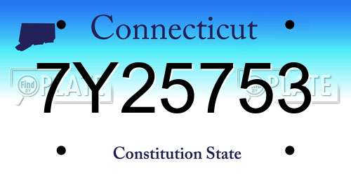 7Y25753 Connecticut License Plate