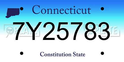 7Y25783 Connecticut License Plate