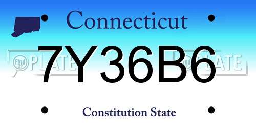 7Y36B6 Connecticut License Plate