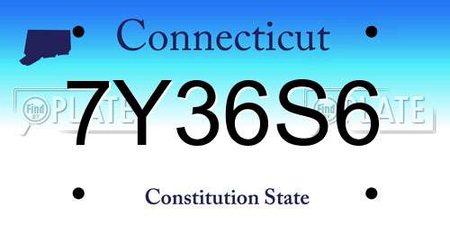7Y36S6 Connecticut License Plate