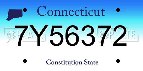 7Y56372 Connecticut License Plate