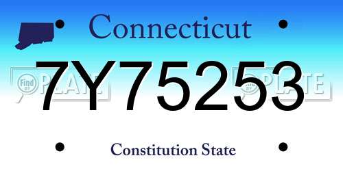 7Y75253 Connecticut License Plate