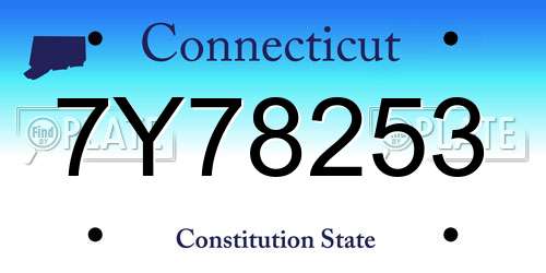 7Y78253 Connecticut License Plate