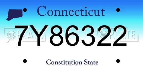 7Y86322 Connecticut License Plate