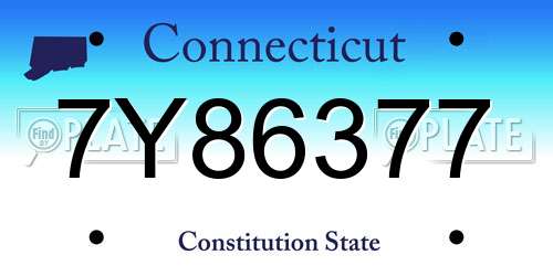 7Y86377 Connecticut License Plate