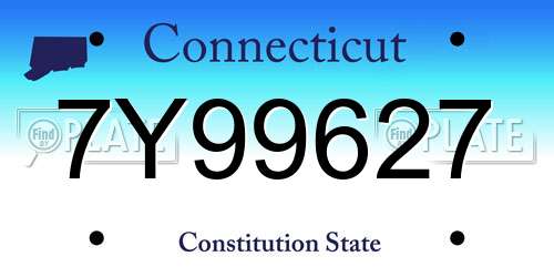 7Y99627 Connecticut License Plate